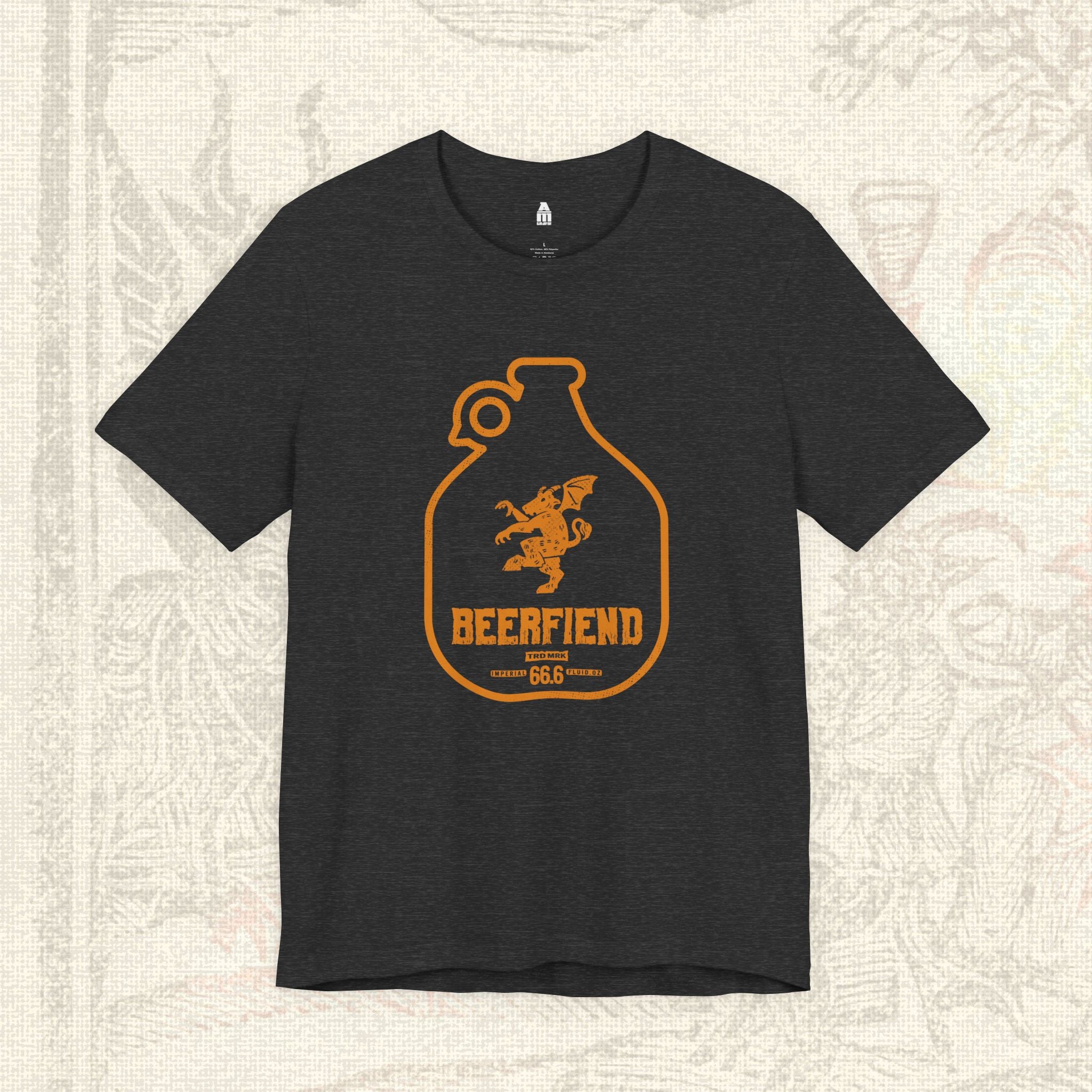 Beerfiend “Growler Series – Orange Hoofed Fiend” Tee | 66.6 fl oz of Chaos