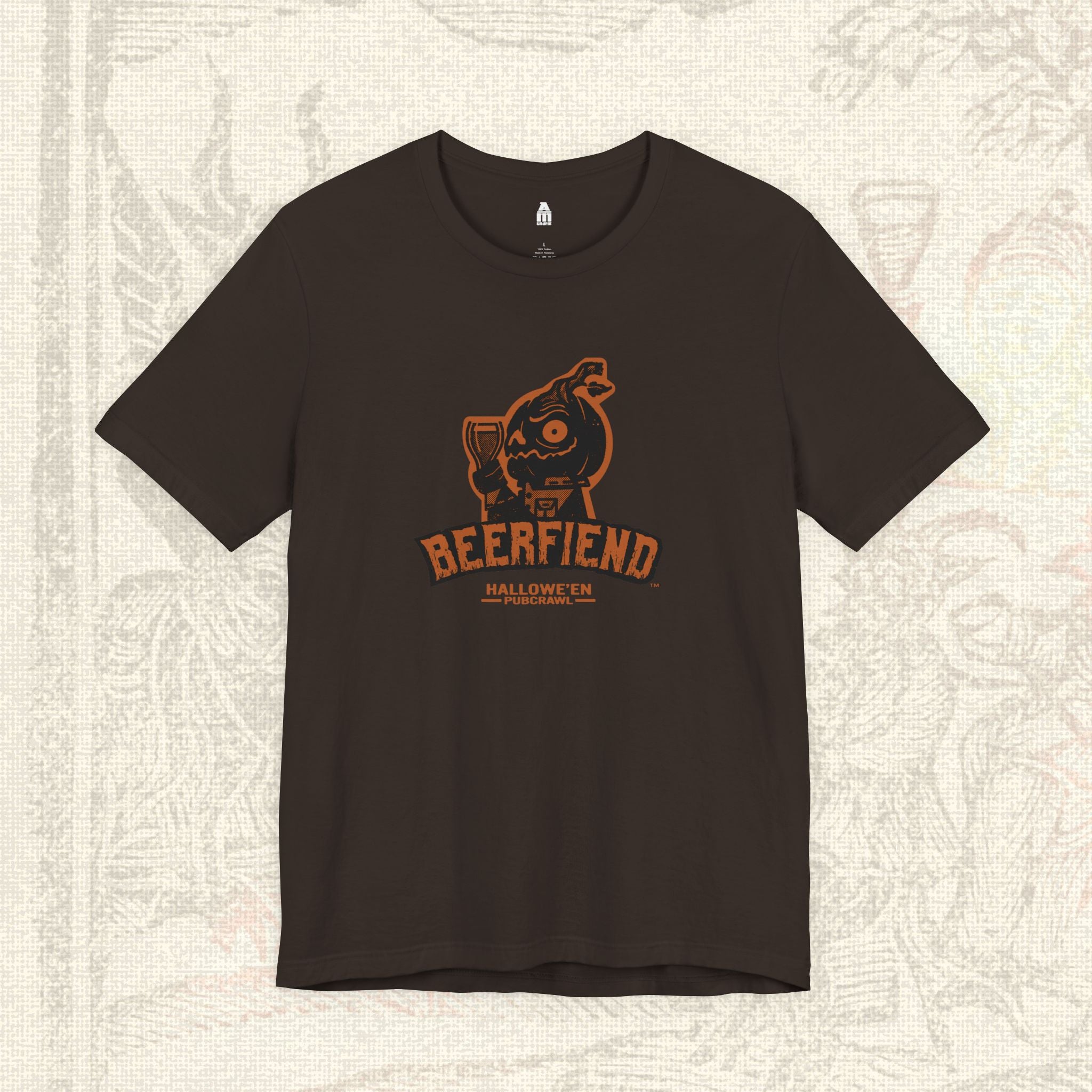 Beerfiend Orange Jack'O'Lantern Tee | Halloween Pub Crawl Shirt