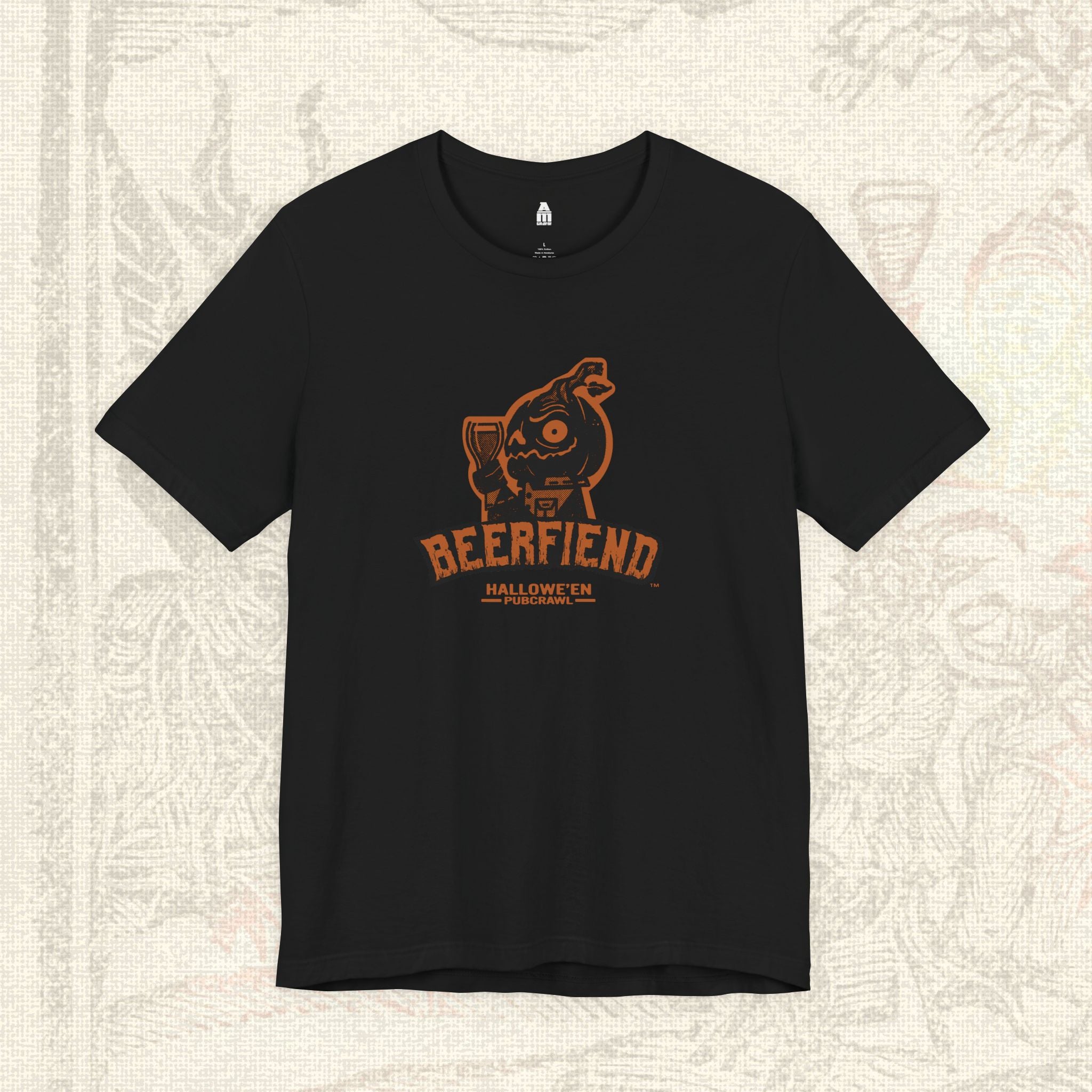 Beerfiend Orange Jack'O'Lantern Tee | Halloween Pub Crawl Shirt