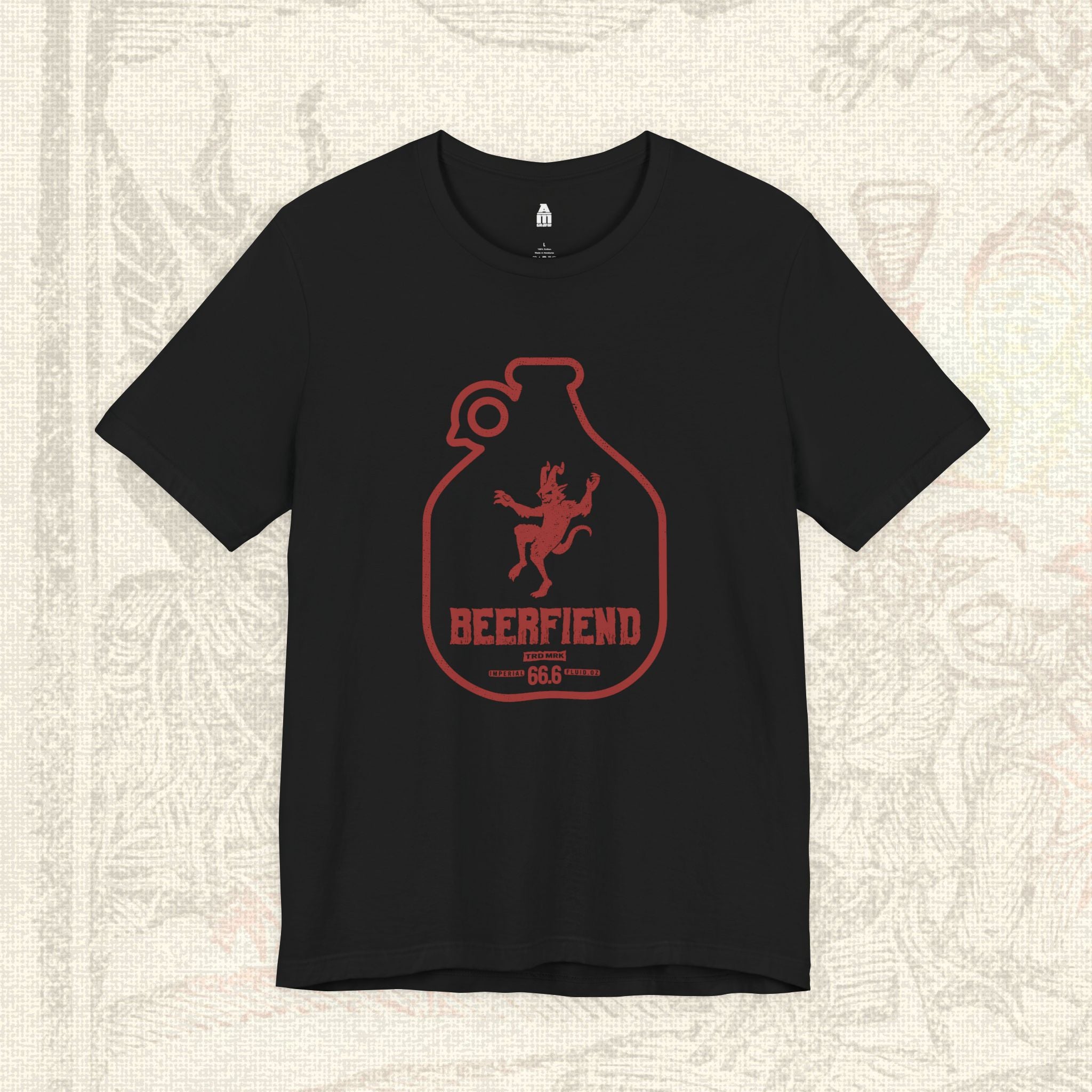 Beerfiend "Growler Series - Red Horned Fiend" Tee | 66.6 fl oz of Trouble T-Shirt