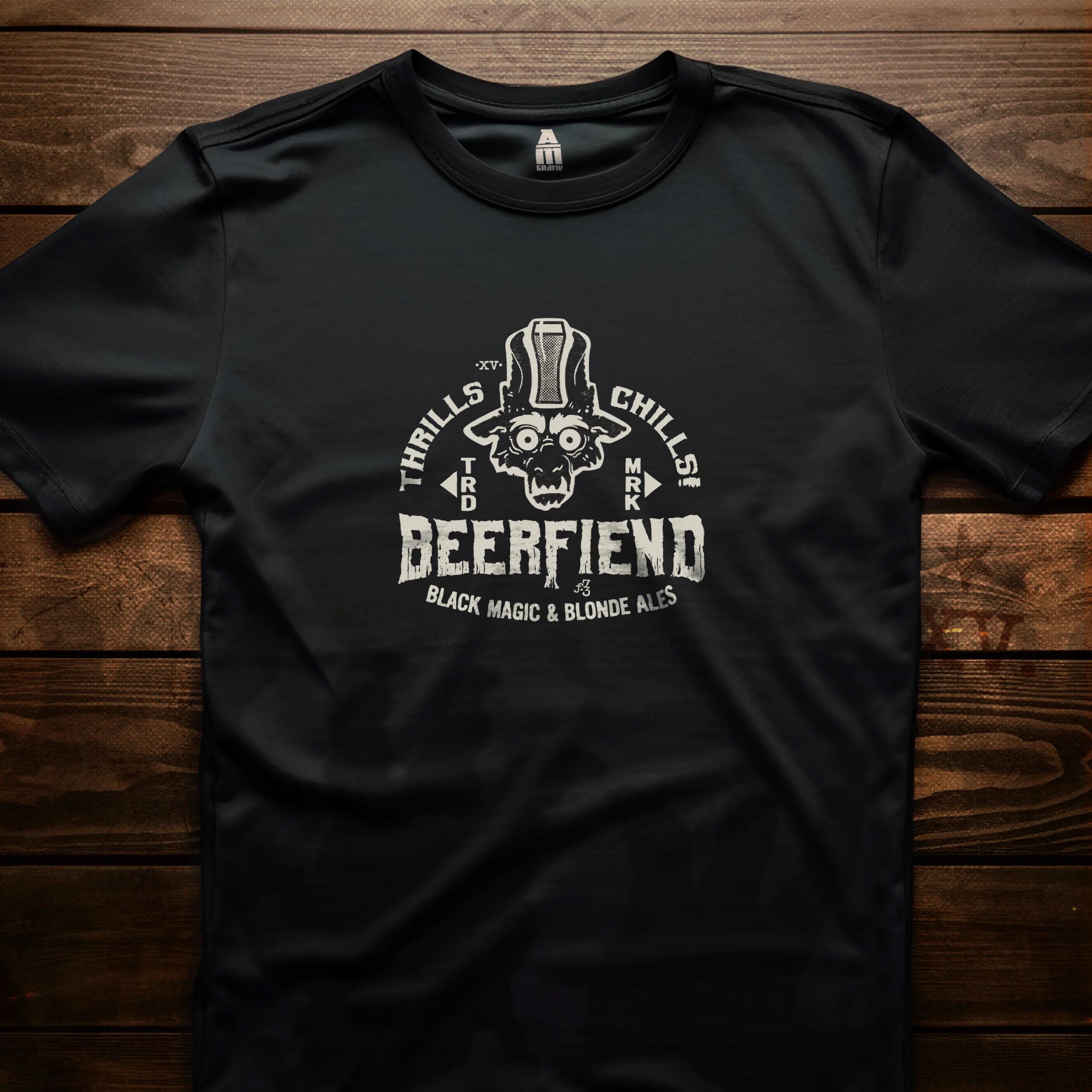 DEMON'S HEAD Beerfiend Tee | Black & Blonde shirt