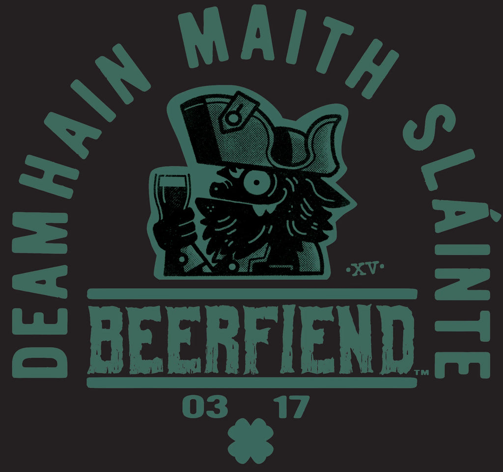 St. Patrick's  Deamhain Beerfiend T-shirt | Gaelic toast tee