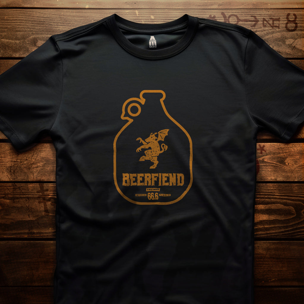 Beerfiend “Growler Series – Orange Hoofed Fiend” Tee | 66.6 fl oz of Chaos