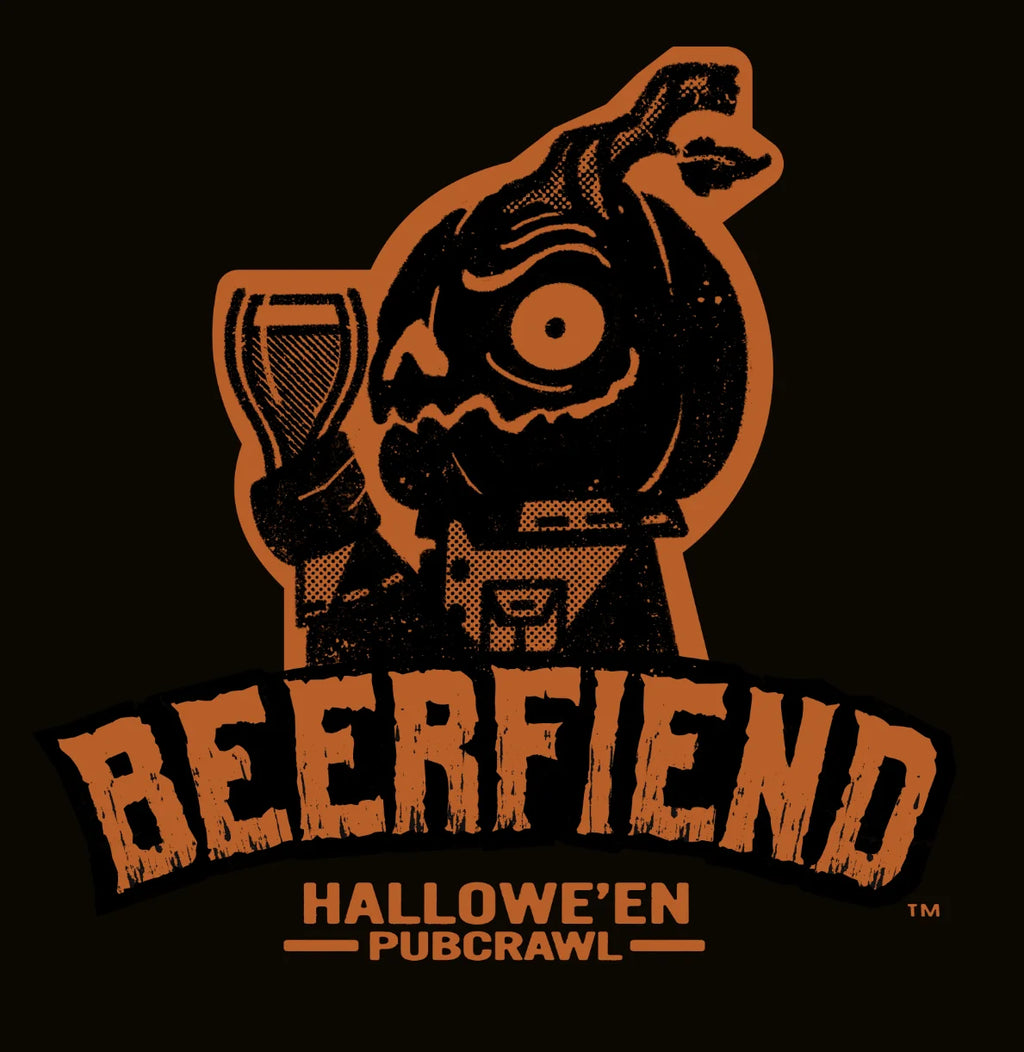 Beerfiend Orange Jack'O'Lantern Tee | Halloween Pub Crawl Shirt