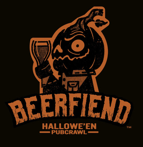Beerfiend Orange Jack'O'Lantern Tee | Halloween Pub Crawl Shirt