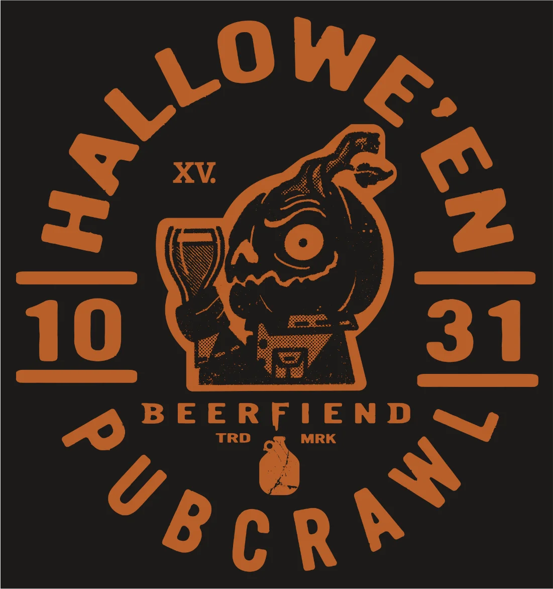 Halloween Pub crawl T-Shirt | Jack'O'Lantern Beerfiend graphic tee