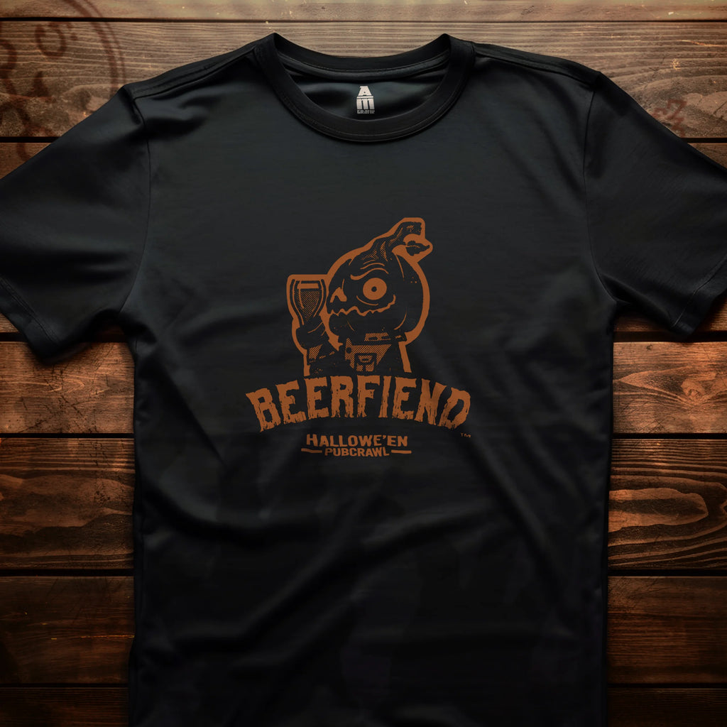 Beerfiend Orange Jack'O'Lantern Tee | Halloween Pub Crawl Shirt