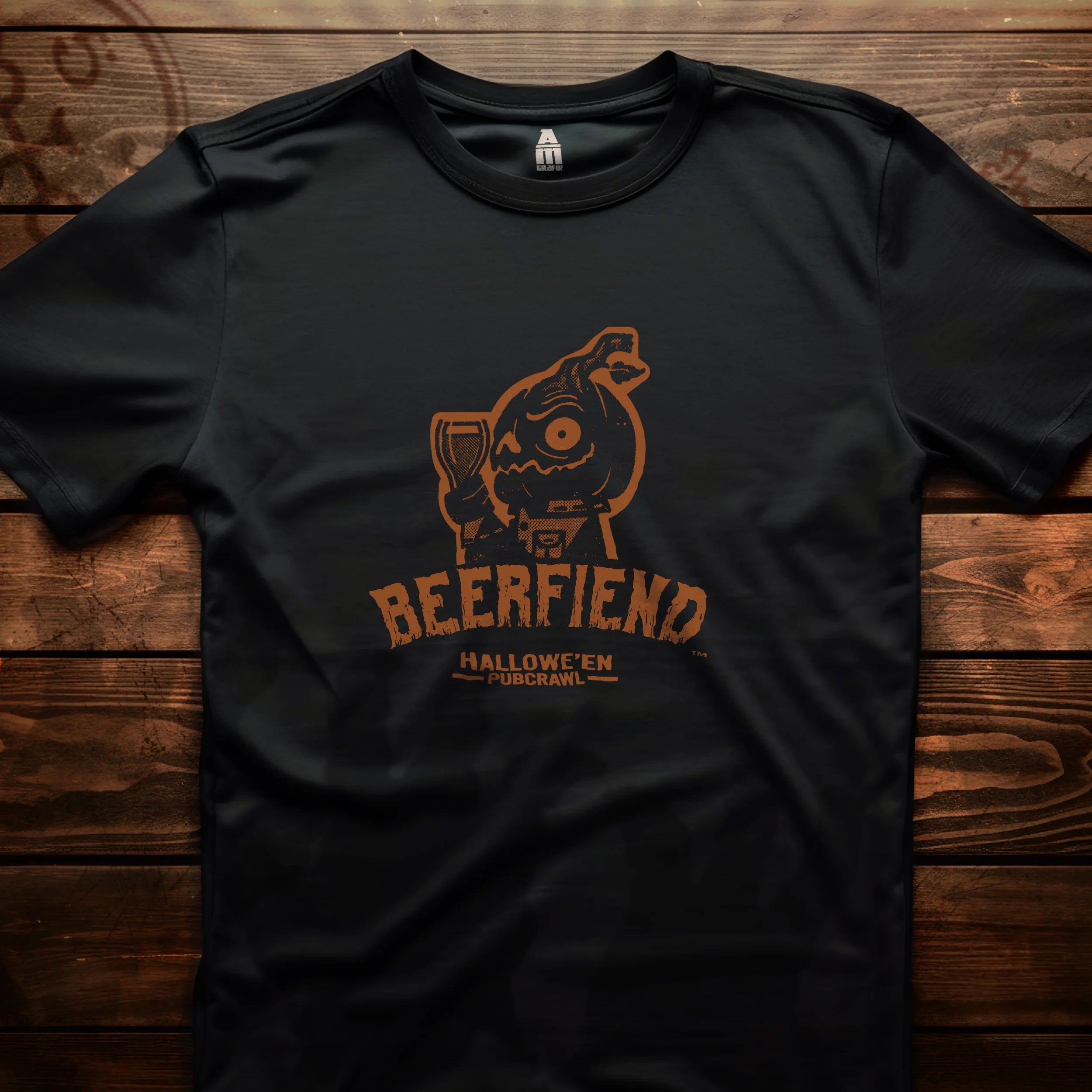 Beerfiend Orange Jack'O'Lantern Tee | Halloween Pub Crawl Shirt